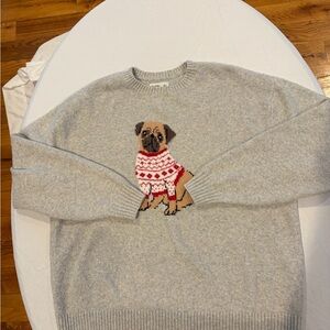 Hollister Light Gray Sweater with Dog Design